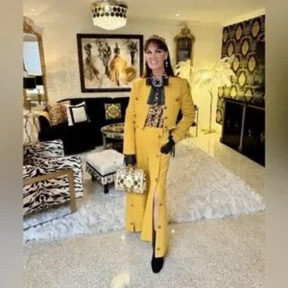 Rosetta Getty Button Front Trousers in Yellow Tweed. Sz8 - Picture 4 of 8